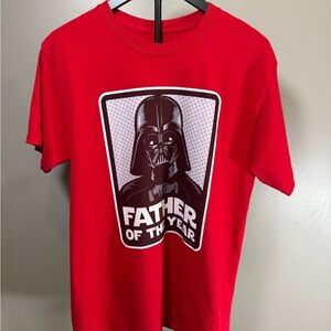 Hanes Red Kids Short Sleeve Tee with Black & White Darth Vader Graphic Size Me